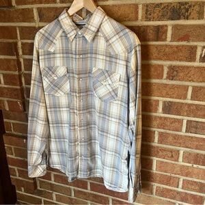 Levi's Men M Casual Western Plaid Pearl Snap Long Sleeve Button Down Shirt EUC